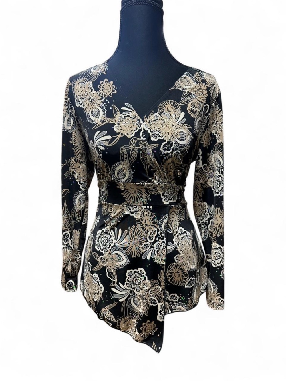 Y2K Susan Lawrence rhinestone floral asymmetrical fairy grunge top Whimsical M